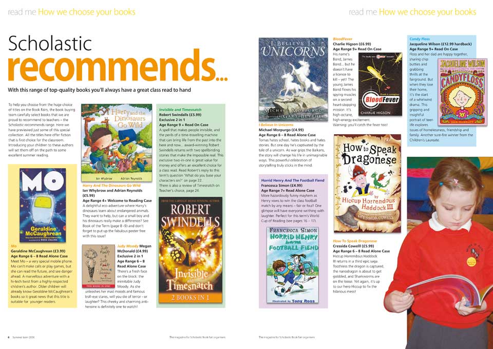 Read Me Magazine Scholastic Recommends Spread